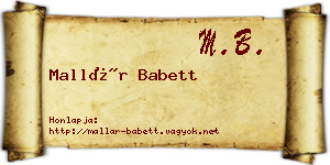 Mallár Babett névjegykártya